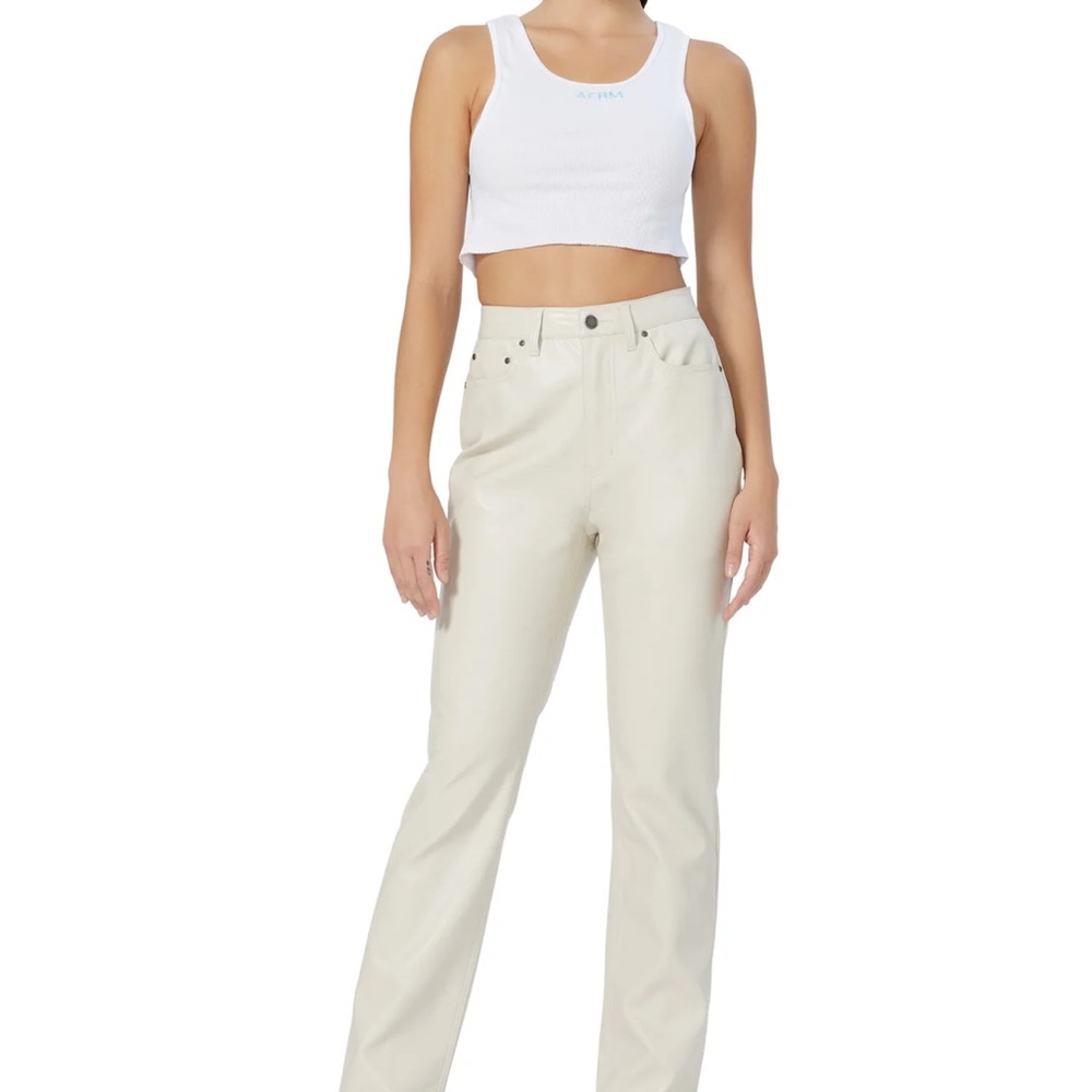 AFRM Women's Heston Straight Leg Off White Patent Leather Jeans